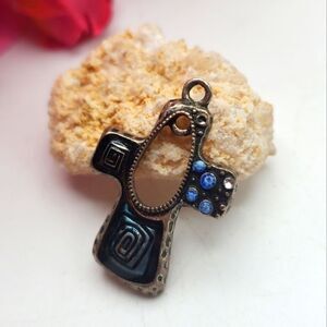 Art deco openwork‎ cross rosary necklace pendant